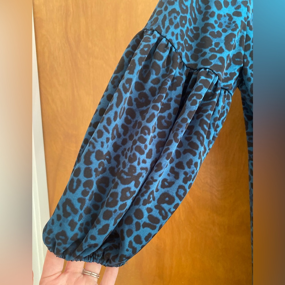 Animal Print Teal Dress US 4 - Picture 4 of 6
